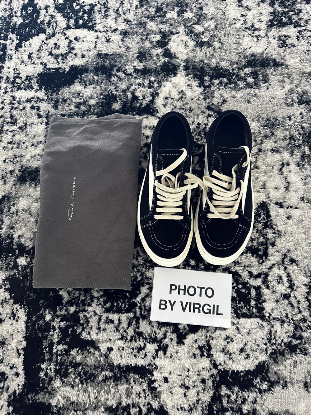 Rick Owens Men’s Black Low-Top Vans Style Suede Sneakers Size 45 Used